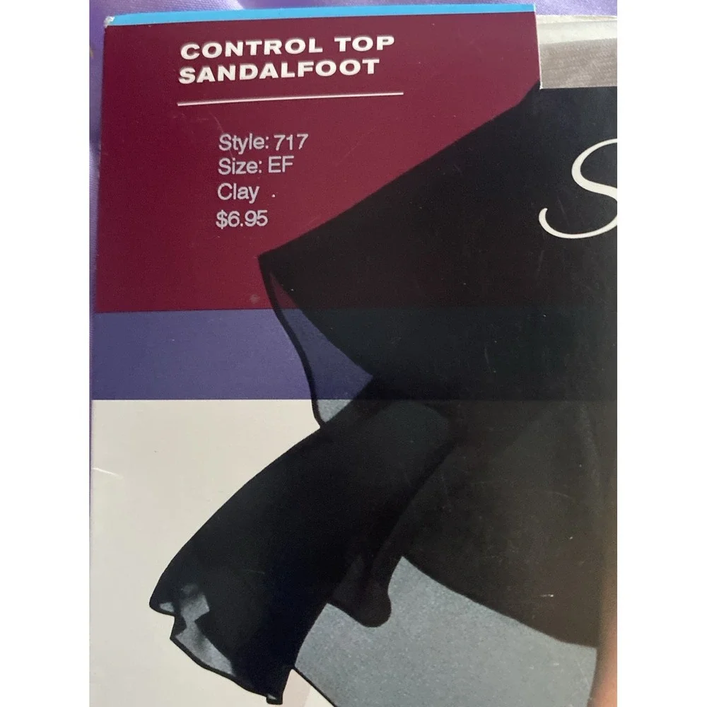 Vintage Hanes Silk Reflections Control Top 717 Sandalfoot Pantyhose EF Clay 2003